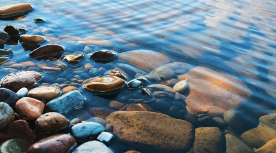 Peaceful water representing water in the Bible