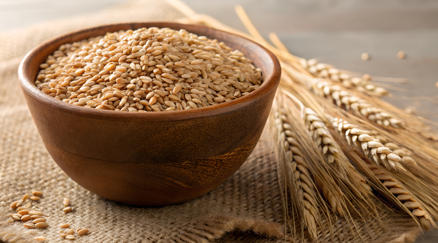 a bowl of hard red wheat perfect for crusty bread